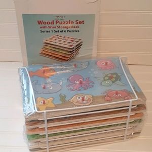 Puzzle Universe Wood Peg Set w/ Wire Storage